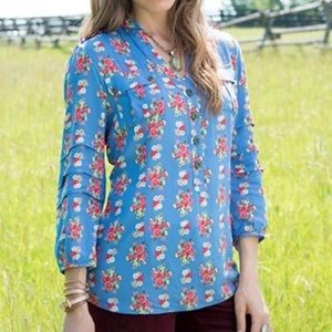 Matilda Jane Finley Blue Floral Print Top Size XS